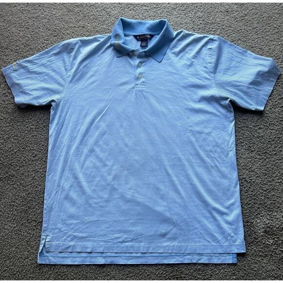 Brooks Brothers Polo Shirt Large Adult Blue Golf Stretch Performance Knit Mens L - Picture 1 of 5